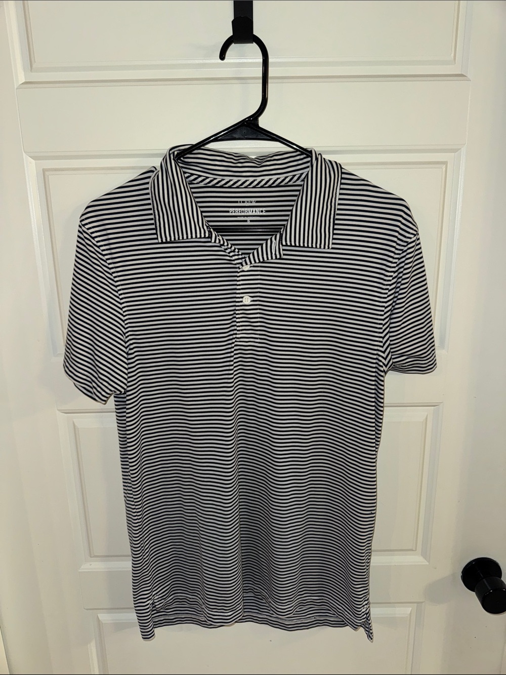 J. Crew Men's Navy and White Striped Polo